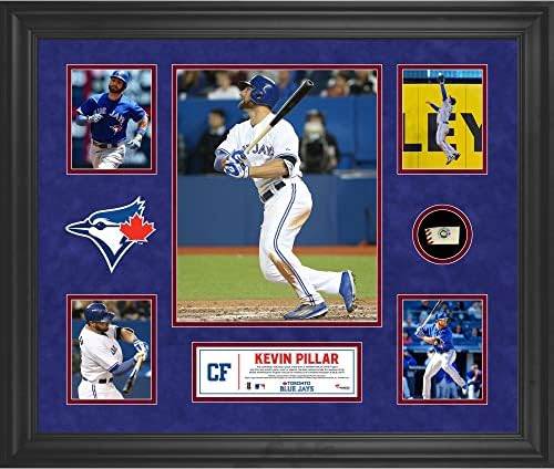 Kevin Pillar Toronto Blue Jays, Oyunda Kullanılan Beyzbol MLB Oyuncu Plakları ve Kolajlarından Oluşan bir Parça ile