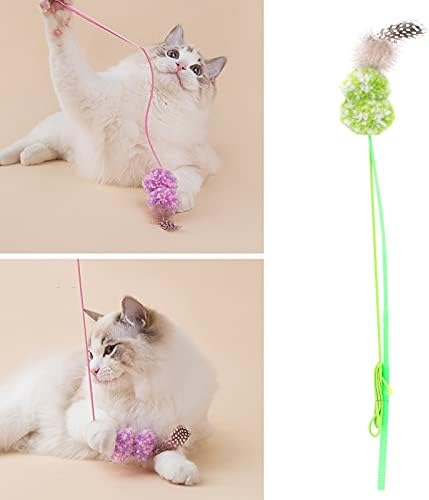 Kedi Tüyü Oyuncaklar, Komik Kedi Teaser Oyuncaklar Kediler ve Yavru Kediler için Ideal Hediye (Yeşil)