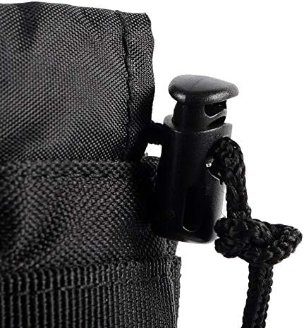 Taktik MOLLE su şişesi kılıfı İpli açık üst seyahat su ısıtıcısı çantası askeri yürüyüş Hidrasyon taşıyıcı (Siyah)