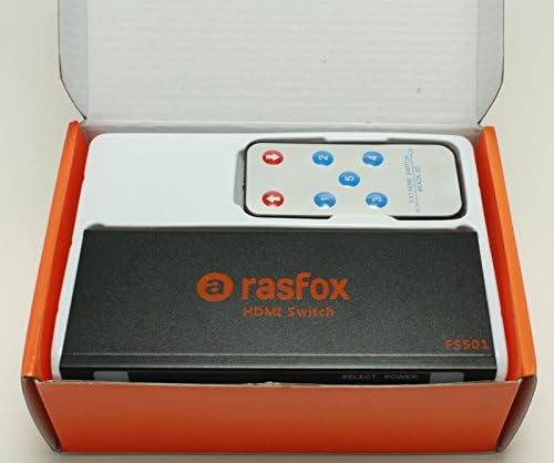 Rasfox FS501 Powered 5-Port HDMI Anahtarı Switcher Seçici Splitter ile IR Uzaktan; HDMI 1.4 HDCP 1.4 Desteği 4K@30Hz,1080
