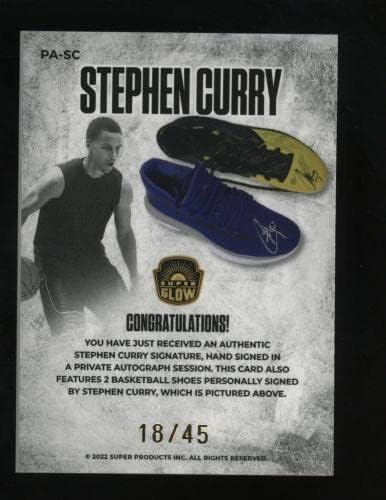 2022 Süper Glow 1st Hiç Stephen Curry İmzalı Kart OTOMATİK Spor Ayakkabı Yama 18/45-İmzalı NBA Spor Ayakkabı