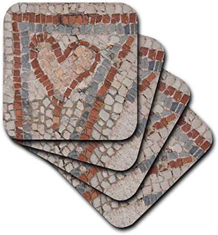 3dRose CST_208024_3 Türkiye, Kuşadası, Efes. Antik Zemin Mozaiğinin Detayı. Seramik Bardak Altlıkları, (4'lü Set)