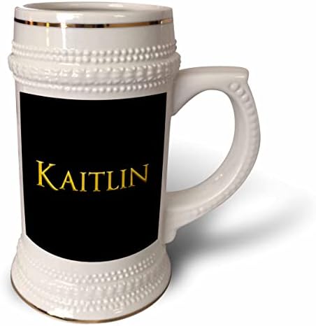 3dRose Kaitlin ABD'de popüler kız adı. Siyah üzerine sarı. - 22oz Steın Kupa (stn-364269-1)