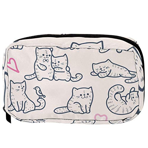 Inhomer makyaj çantaları Kadınlar için Komik Karikatür Yavru Kedi Seyahat Kozmetik Makyaj Çantası Kullanışlı Kalem