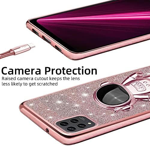 BuumHuum T-Mobile için REVVL 6 Pro 5G Durumda Sevimli Glitter Kristal Kelebek Tam Koruma Kılıfları Genç Kızlar için,