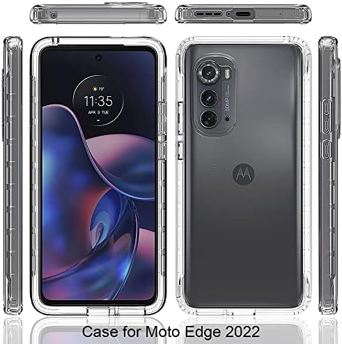 Dzxouuı Motorola Edge 2022 için Kılıf ile [2 Paket] Ekran Koruyucu, Ağır Darbeye Dayanıklı Tampon Tam Vücut Şeffaf