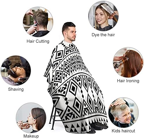 Erkekler Kadınlar için büyük saç kesme pelerin,Ayarlanabilir kapatma ile etnik siyah beyaz Motif Salon pelerinler