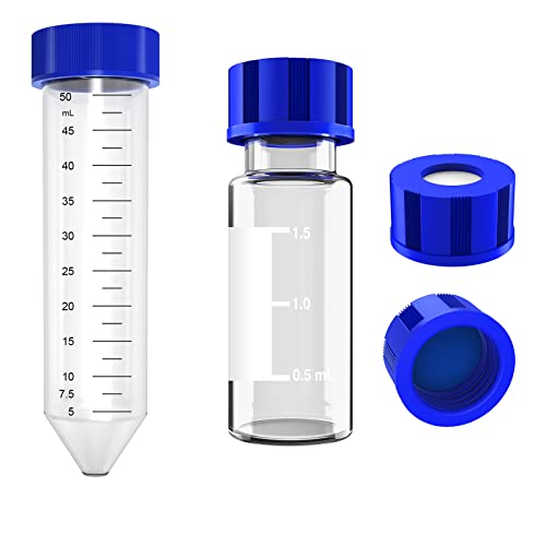 Santrifüj Tüpleri ve 2 ml Otomatik Örnekleyici Flakonlarının Kombinasyonu, [50 ml, 25 Adet] Steril Polipropilen Sızdırmaz