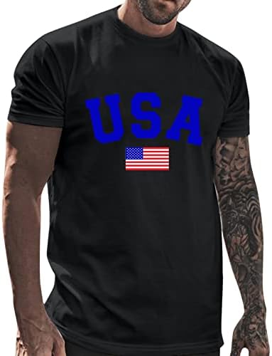 Bmısegm Yaz Tişörtleri Gömlek Erkekler Günü ve Bağımsızlık Yuvarlak Sıkıntılı Kutlama T Baskı Üst Gömlek T Shirt