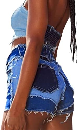 Kadın Kot Gençler Kot Şort Orta Rise Sıkıntılı Kot Bermuda Şort Cepler ile Yıpranmış Ham Hem Mini Sıcak pantolon
