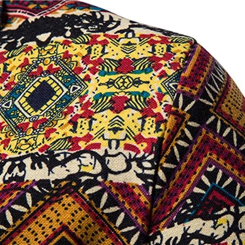 ZDFER erkek Ceket Takım Elbise Rahat Etnik Retro Tarzı Baskı Üstleri Iki Düğme Yaka Uzun Kollu Ceket Kış Sonbahar