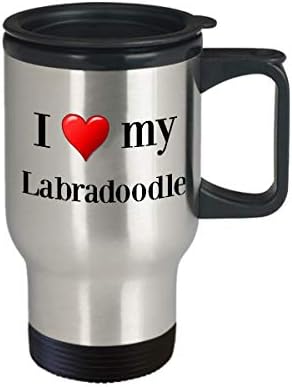 Labradoodle Seyahat Kupa-Termal Yalıtımlı Paslanmaz Çelik Labrador Retriever Kaniş Mix Köpek Lover Kahve Kupa Hediye