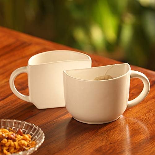 ExclusiveLane Yarım Seramik çay fincanları / Siyah, 130 ml / 2 Set / Çay Partisi için El Yapımı Stüdyo Çömlek çay