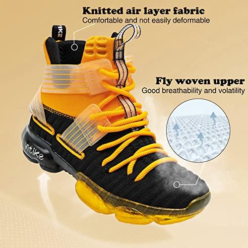 JMFCHI çocuk basketbolu ayakkabı Yüksek top spor ayakkabı Sneakers Dayanıklı Dantel-up Kaymaz koşu ayakkabıları Güvenli