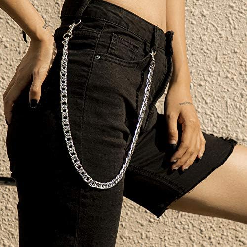 Denifery Gümüş / Altın Kot Pantolon Zinciri ile Kilit Jean Zincirleri Kolye Cüzdan zincir kemer Kadın Erkek Hiphop