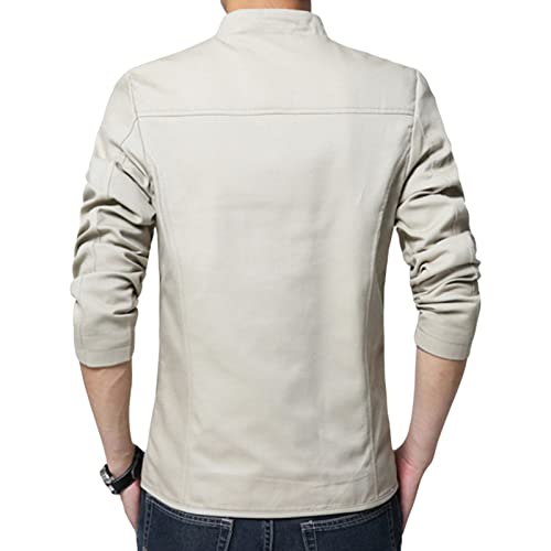 Maiyifu-GJ erkek Vintage Zip Up Takım Elbise Ceket Standı Yaka Slim Fit Spor Ceket Rahat Retro Yıkanmış Hafif Blazer
