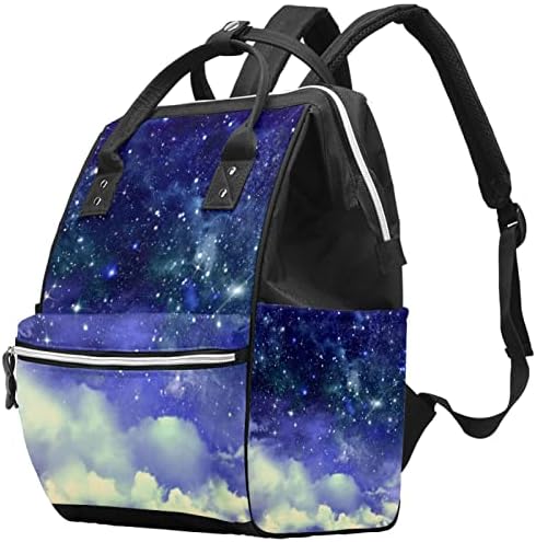 Koyu Mavi Yıldızlı Gece Gökyüzü Bulutlar bebek bezi çantası Sırt Çantası Bebek Bezi Değiştirme Çantaları Çok Fonksiyonlu