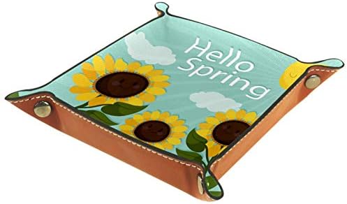 Lyetny Hello Bahar Ayçiçeği Organizatör Tepsi saklama kutusu Başucu Caddy Masaüstü Tepsi Değişim Anahtar Cüzdan bozuk