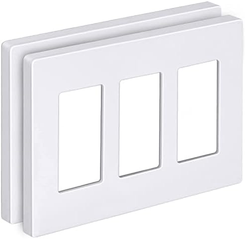 [2 Paket] BESTTEN 3-Gang Vidasız Duvar Plakası, USWP6 Kar Beyaz Serisi, Dekoratör Çıkış Kapağı, H4. 69 x W6. 54, Polikabonat