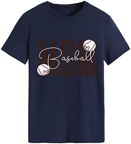 Kadın Üstleri Moda, Beyzbol Grafik Tees Sevimli Beyzbol Baskılı Yaz Kısa Kollu T Gömlek Casual Spor Üstleri