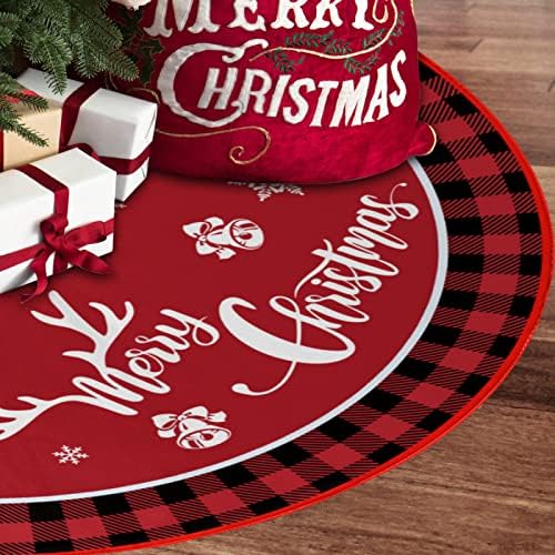 Noel Ağacı Etek Kırmızı Çiftlik Evi Rustik Noel Ağacı Etekler Mat Ev Tatil Partisi için Noel Ağacı Süsleri 48 İnç