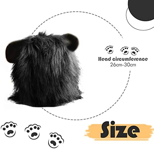 LOOYUAN Pet Kostüm Aslan Mane Peruk Köpek Kedi Cadılar Bayramı giyinmek Kulakları ile (Siyah)