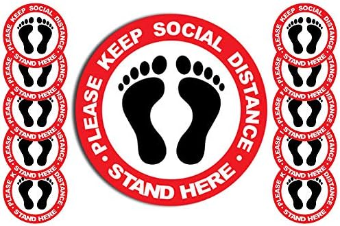 10 Adet / takım 12 Sosyal Mesafe zemin stickerı Lütfen Sosyal Mesafeyi Koruyun Burada Durun Zemin Çıkartmaları, daire
