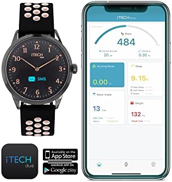 ITECH Duo Smartwatch Spor İzci Adım Sayacı Uyku Monitörü Bağlı GPS Bildirimleri Kadınlar ve Erkekler için 10 Güne