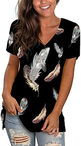 Pamuklu bluz Gömlek Bayanlar için Yaz Sonbahar Kısa Kollu 2023 Derin V Boyun Grafik Baskı Çiçek Casual Bluz AL AL