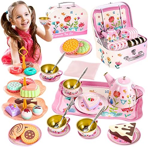 Küçük Kızlar için ShyLizard Çay Seti, 3 Yaşındaki Kızlar için Çocuk Parti Seti Oyuncakları, Kızlar için Prenses Çay