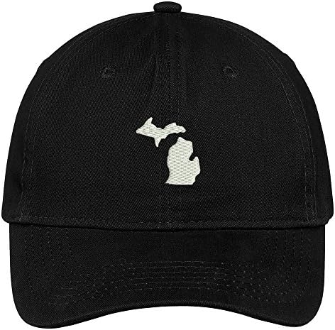 Moda Giyim Mağazası Michigan Eyalet Haritası İşlemeli Düşük Profilli Yumuşak Pamuklu Fırçalanmış Beyzbol Şapkası