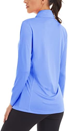 TACVASEN kadın UPF 50 + Gömlek 1/4 Zip Uzun Kollu Güneş Koruma Gömlek Hafif Kazak Hızlı Kuru Gömlek