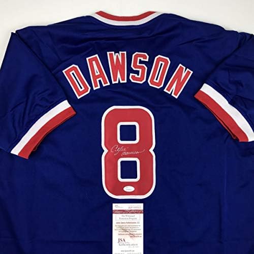 İmzalı / İmzalı Andre Dawson Chicago Mavi Beyzbol Forması JSA COA