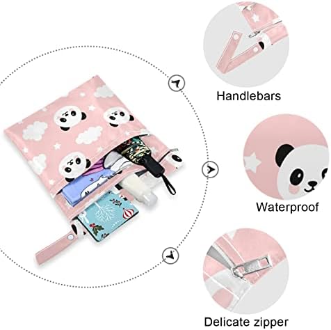 ZZXXB Panda Bulut Yıldız Su geçirmez Islak Çanta Kullanımlık Bez Bebek Bezi Islak Kuru fermuarlı çanta Cep Seyahat