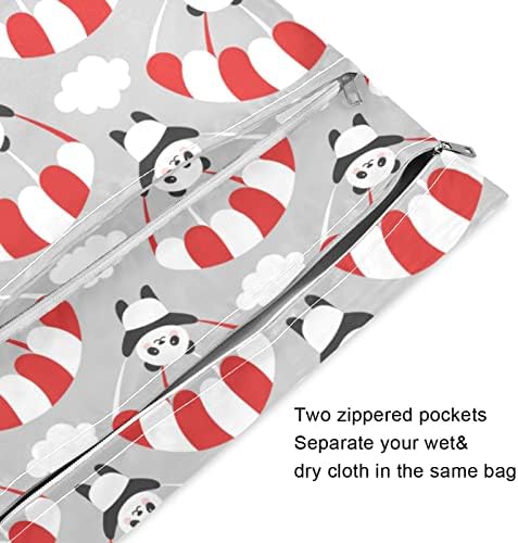 ZZXXB Panda Paraşüt ile Su geçirmez ıslak Çanta Kullanımlık Bez Bebek Bezi Islak Kuru fermuarlı çanta Cep Seyahat