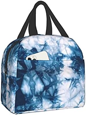 Mavi Kravat Boya bento yemek kutusu Seyahat Çantası Piknik Tote Çanta Yalıtımlı Dayanıklı Konteyner alışveriş çantası