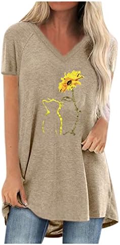 Giysi Moda V Boyun Pamuk Grafik Salonu Üst T Shirt Genç Kızlar için Sonbahar Yaz Kısa Kollu Bluz D3 D3