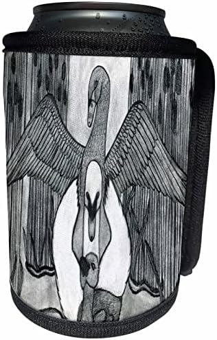 3dRose Bir kuğu ailesinin güzel taslağı-Can Soğutucu Şişe Sargısı (cc_356542_1)
