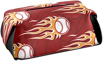 Beyzbol Softbol kırmızı Doku Kutusu Kapağı Dikdörtgen Deri Doku Kutusu Tutucu Kolu ile kutu mendil Dağıtıcı Banyo