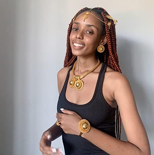 Sajayea Anneler Günü Hediyeleri Etiyopya Takı kadınlar ıçin Set Yeni Tasarımlar 24 K Altın Kaplama Kolye Küpe Firkete