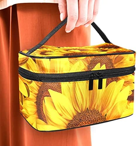 TBOUOBT Makyaj Çantası Seyahat kozmetik Çantası Kılıfı Çanta Çanta Fermuarlı, Ayçiçeği Modern Sanat