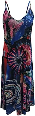 Kadınlar Boho Çiçek Maxi Elbise 2023 Dökümlü Rahat V Boyun Kolsuz Spagetti Kayışı Düğün Konuk Tatil Plaj uzun elbise