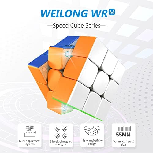 Moyu Weilong WRM 2021 Manyetik Hız Küpü Görünür Manyetizma Ayarlama Sistemi Hız Küpü 3x3 Çıkartmasız Gölge Sihirli
