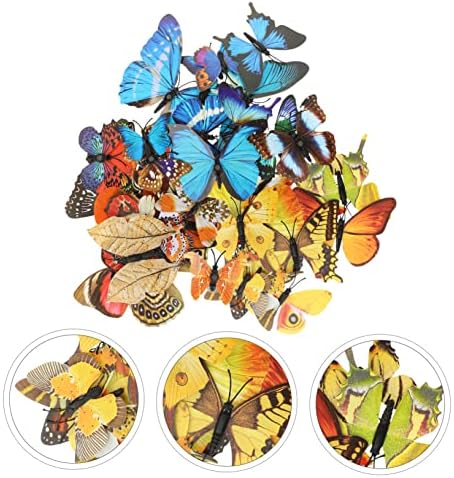 Abaodam 36 adet Yapay Kelebek Çıkartmalar Vintage Sticker Çıkarılabilir Duvar Çıkartmaları 3D Kelebekler Sticker Duvar