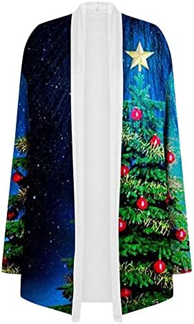 NOKMOPO Bayan Kış Ceket kadın Noel Uzun Kollu Ön Hırka Baskılı Üst Hafif Ceket
