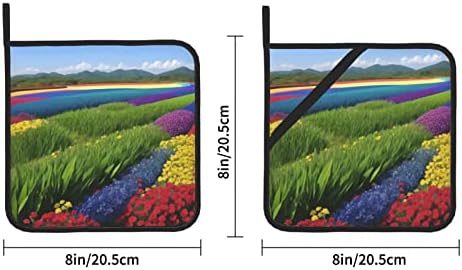 Renkli Çiçek Deniz Baskı 2 Paket tencere tutucular Mutfak ısıya dayanıklı tencere tutucular Setleri Fırın Sıcak Pedleri