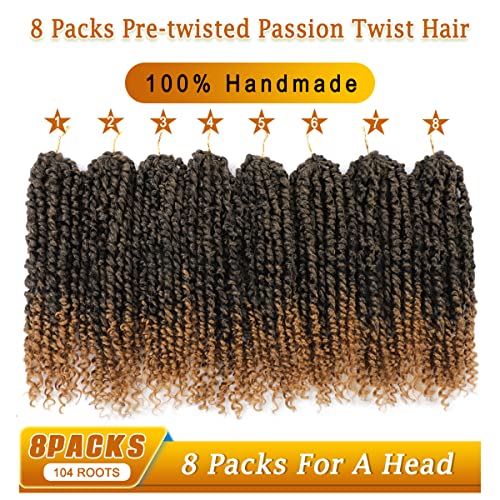 16 Paket Ombre Altın Önceden ilmeklenmiş tutku büküm örgü sentetik saç, Önceden bükülmüş tutku büküm saç 24 inç ve