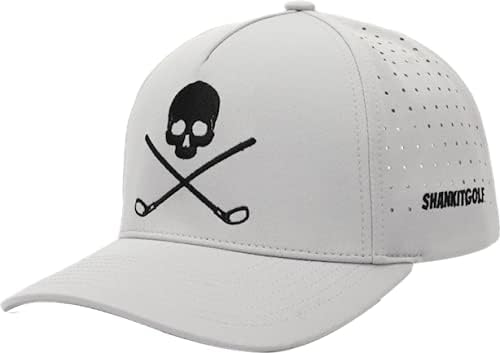 SHANKİTGOLF Kafatası ve Crossbones Golf Şapka Ayarlanabilir Kafatası Eğlenceli Komik Golf Şapka Erkekler Siyah Gri