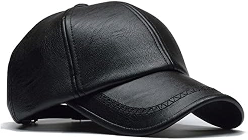 Froiny Deri Kap Erkekler için Kış Pu Deri Beyzbol Kapaklar Yaz koruma kapakları Şapka Kemik kasketler, Siyah, Bir