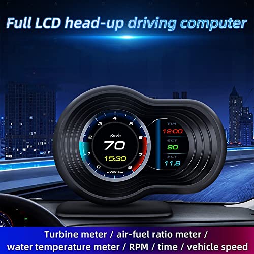 Head Up Display Araba Dijital HUD Evrensel Çok Fonksiyonlu LED Hız Göstergesi Aşırı Hız Alarmı Araba için (Siyah)